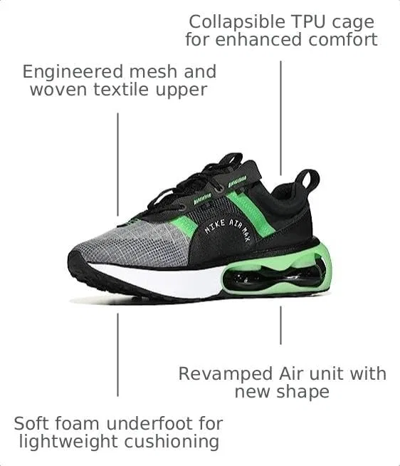 Детские кроссовки для мальчиков Air Max 1 Nike, Black/Chrome/Green Strike/Iron Grey — фото 2