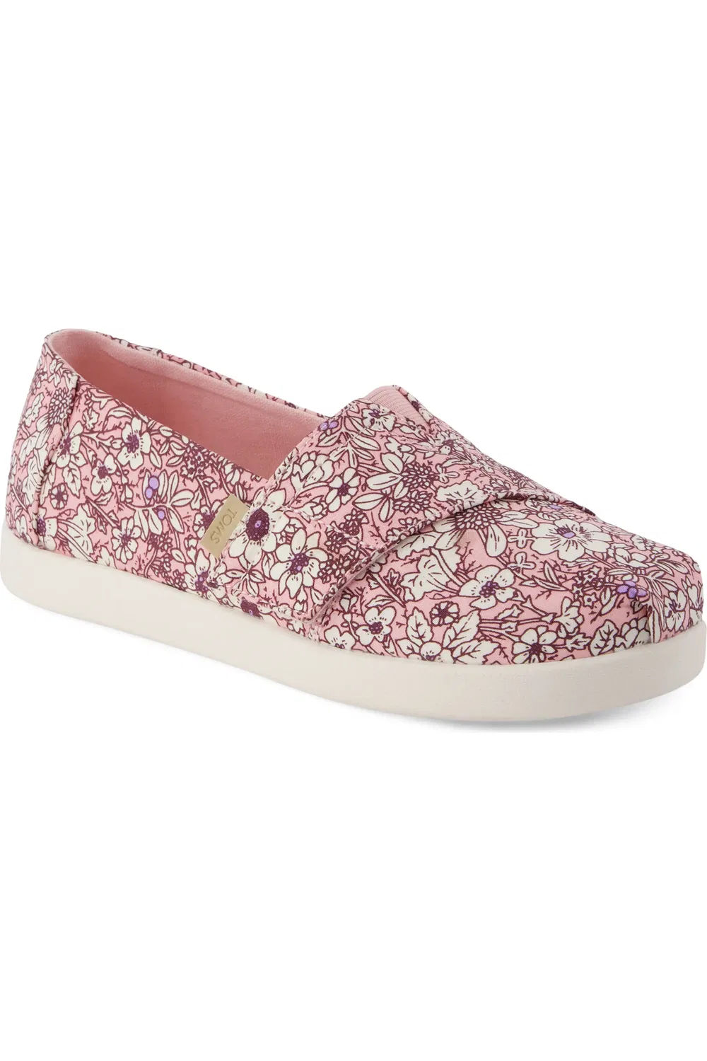Детские кеды slip-on на регулируемой липучке Alpargata TOMS, Pink Quartz Archival Floral