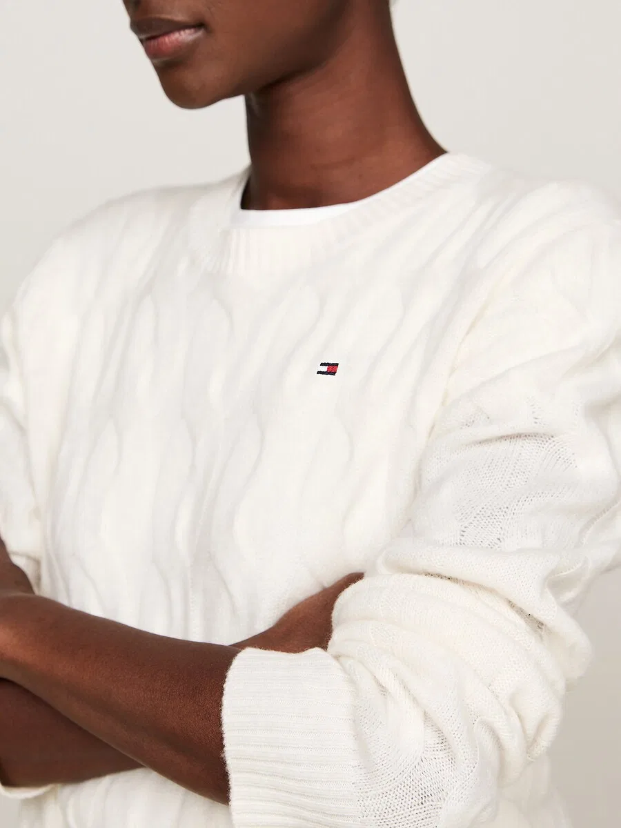 Свитер TOMMY HILFIGER из белой шерсти — фото 3