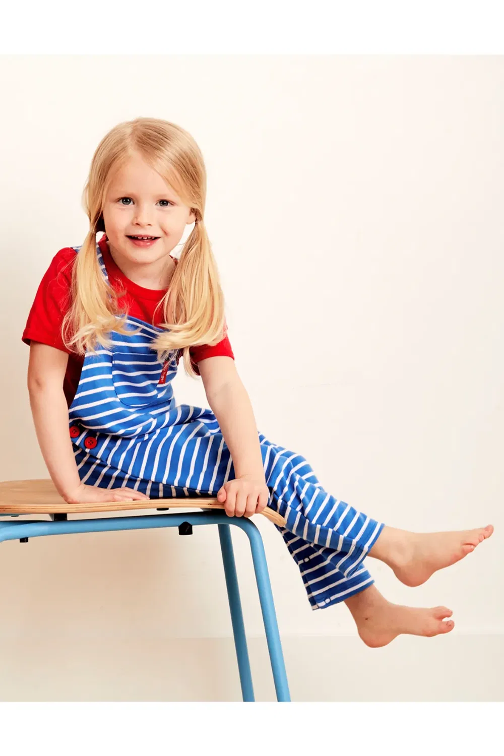 Детские комбинезоны с бретелями в полоску Blue Breton Stripe Toby Tiger, Blue — фото 2