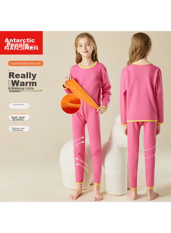Nanjiren Комплект термобелья детский с начесом, розовый — фото 3