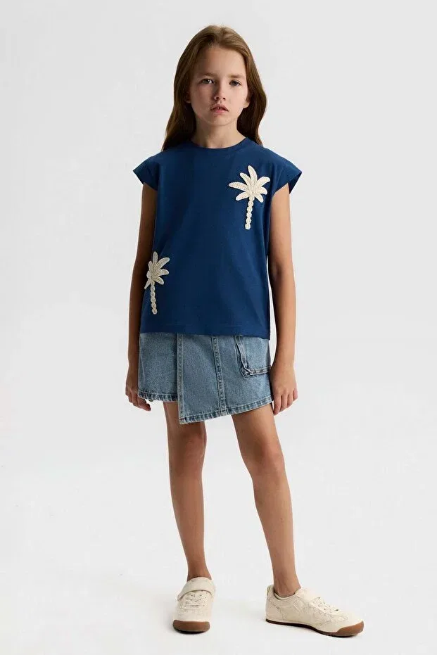Детские шорты-юбка для девочек с принтом Nk Kids, Light Blue