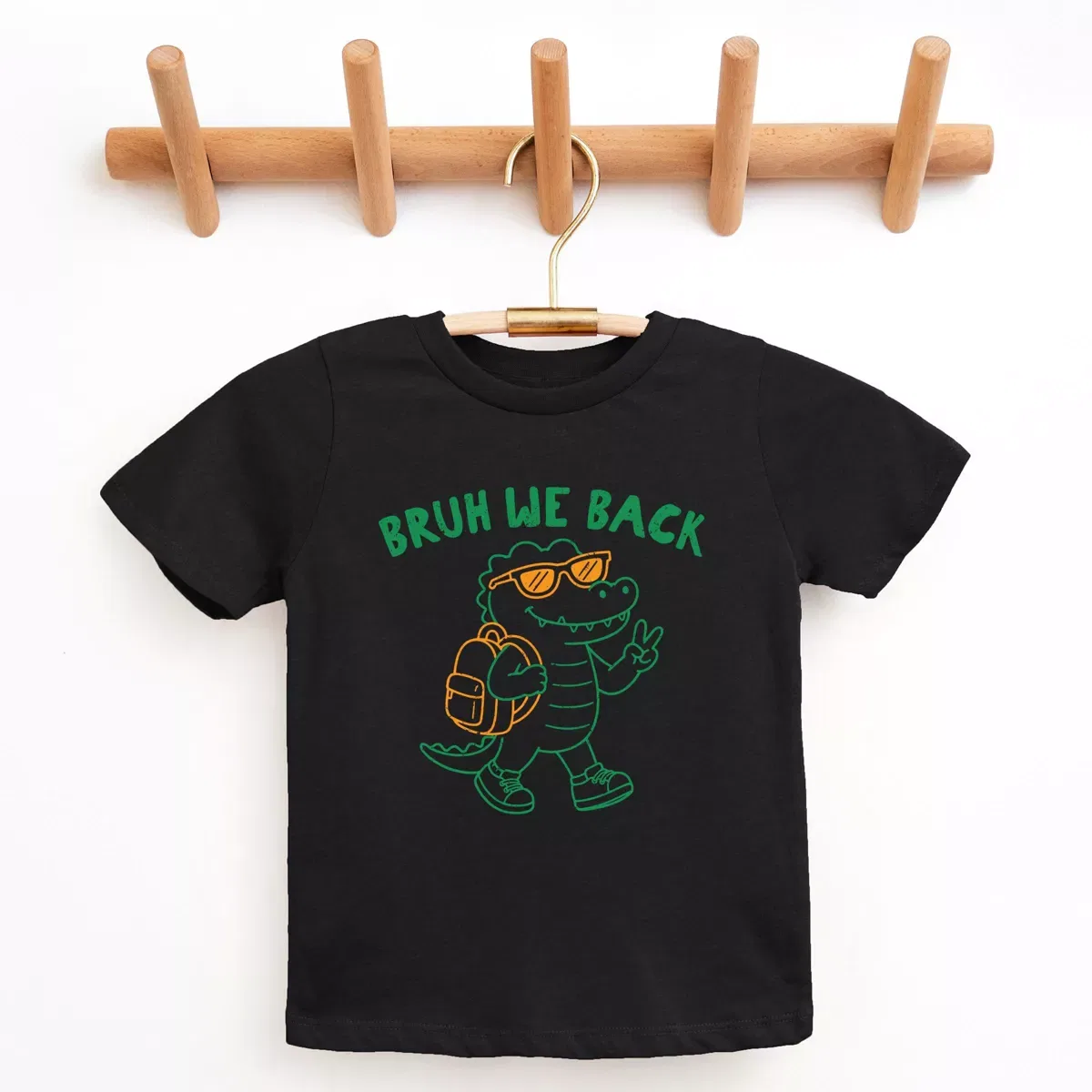 Детская футболка с принтом Bruh We Back Crocodile The Juniper Shop, Black — фото 2