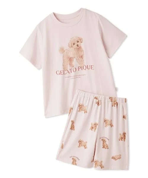 Детский комплект из футболки и шорт с принтом Dog Walk, gelato pique, Cream — фото 3