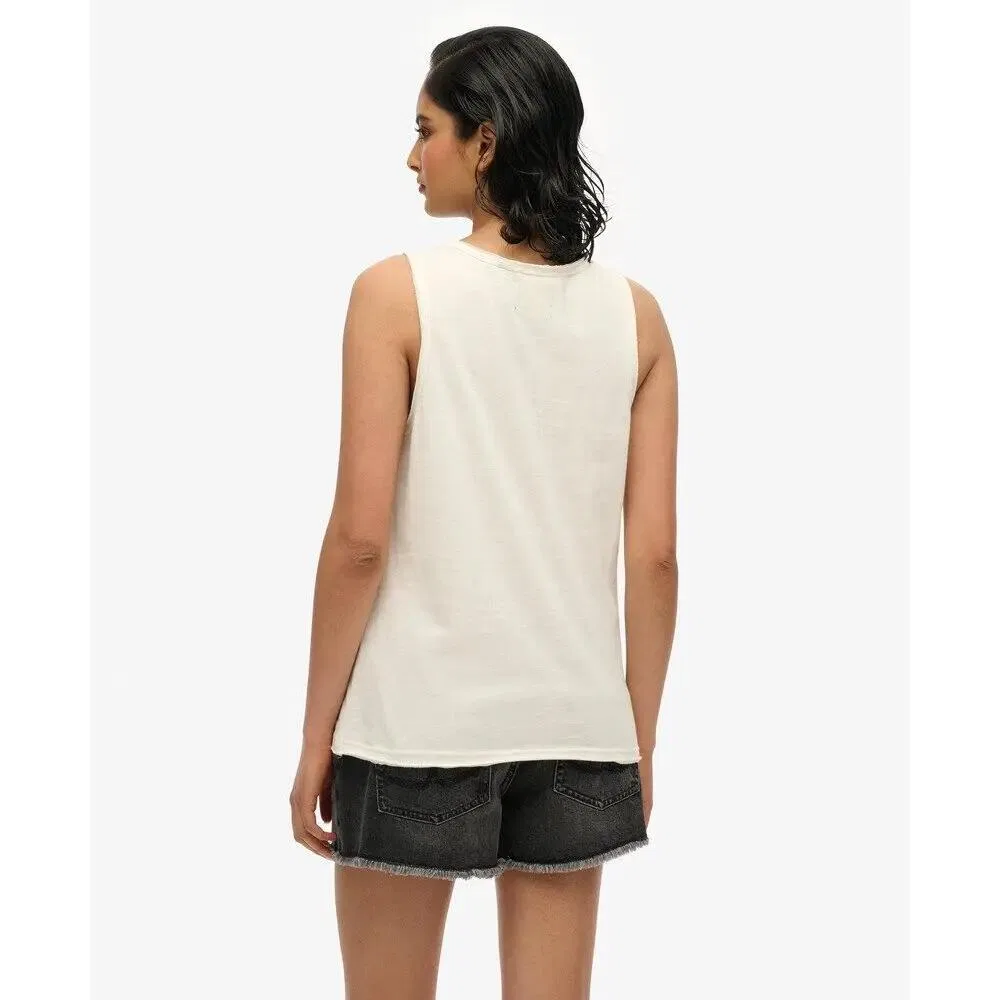 Женский топ без рукавов с U-образным вырезом Superdry Neo Trad Tattoo, White — фото 4
