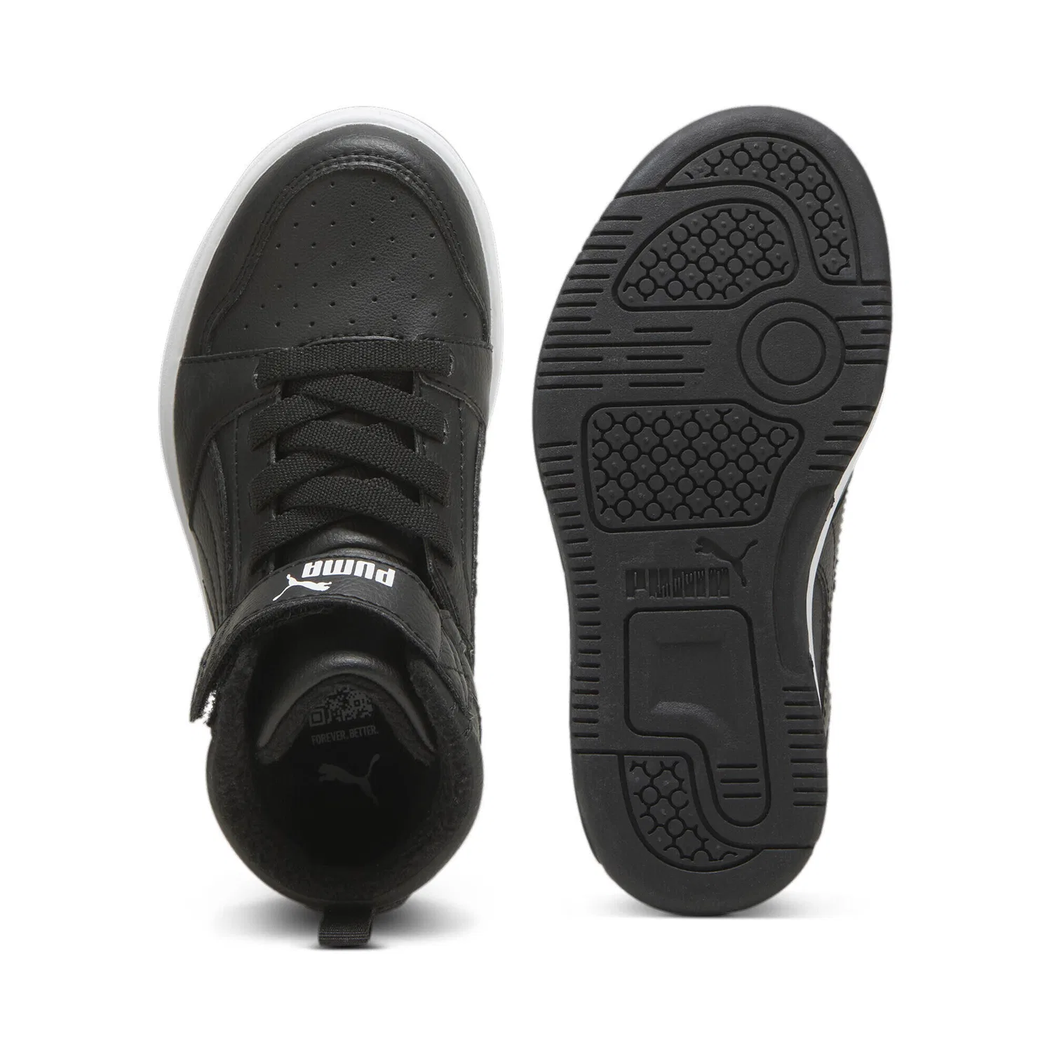 Детские кроссовки с высоким берцем Rebound V6 Mid WTR Puma, Schwarz Weiss Schwarz — фото 4