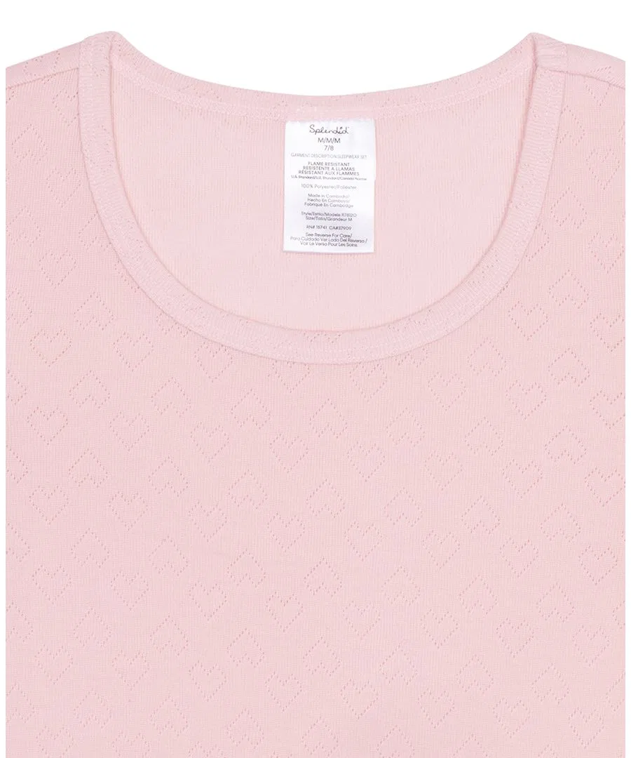 Комплект из футболки и брюк с кружевным узором Splendid, Light Pink — фото 3