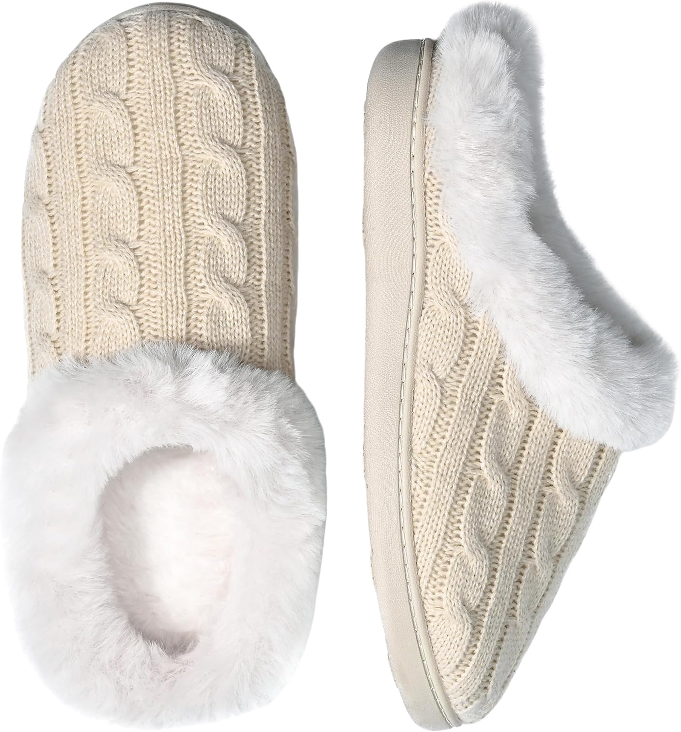 

Мужские уютные вязаные тапочки Elvora, мягкие домашние тапочки с эффектом памяти и теплой искусственной меховой подкладкой, противоскользящие тапочки для спальни, бежевый