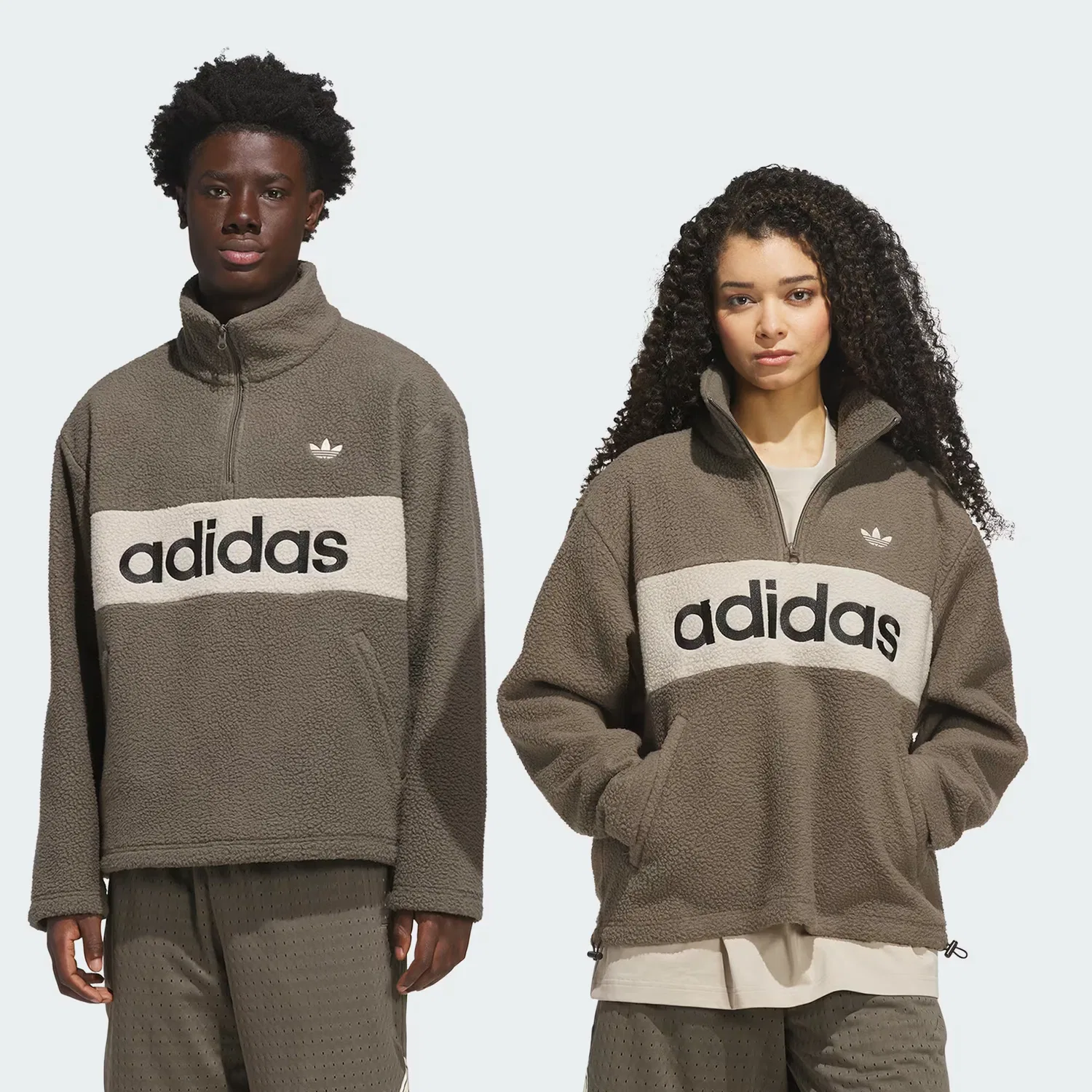 Флисовый пуловер на молнии свободного кроя Polar Fleece Pullover Adidas Originals, Branch