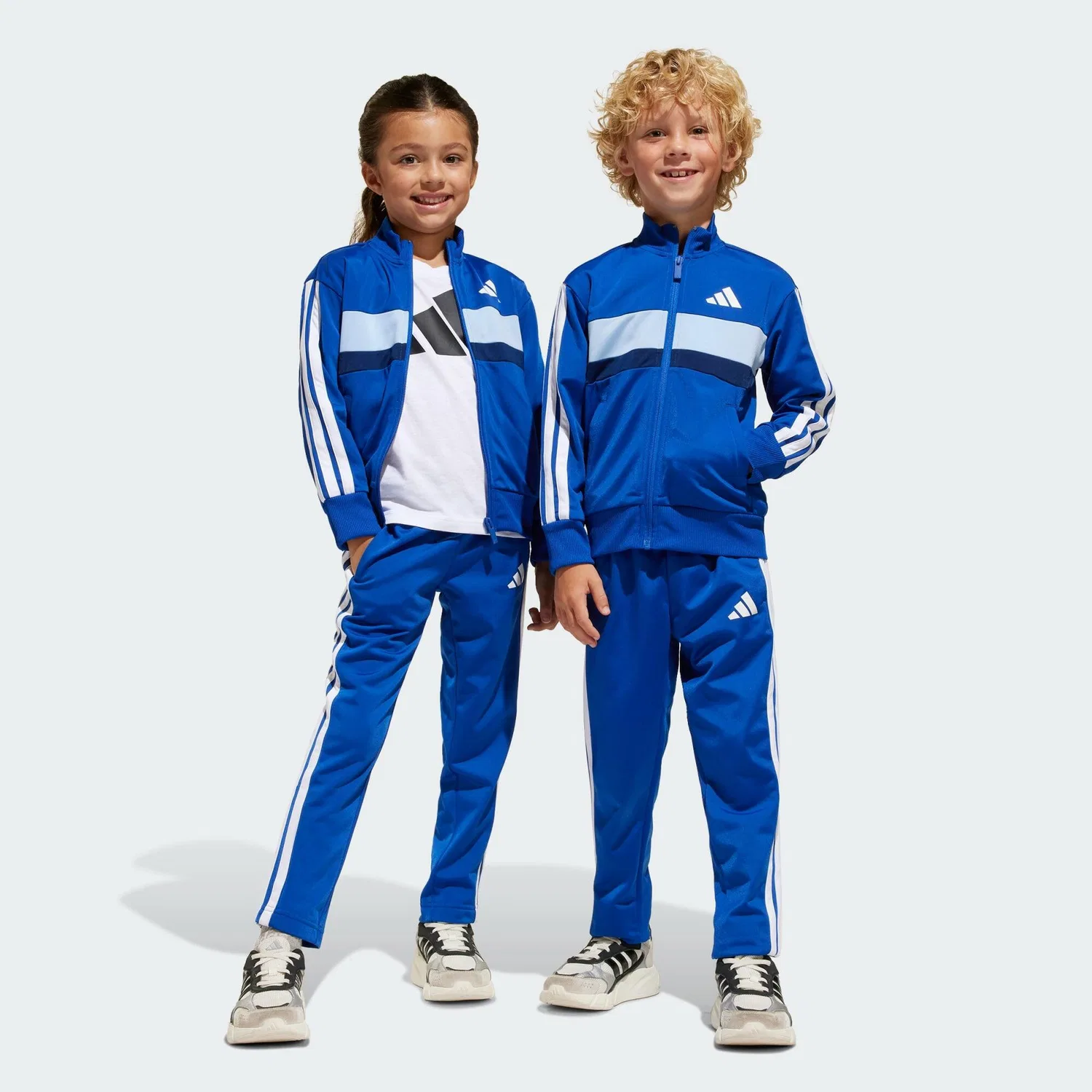 Детский спортивный костюм с принтом Tiberio 3-Streifen Tricot Kids Adidas, Konigsblau Weiss Kometblau — фото 3
