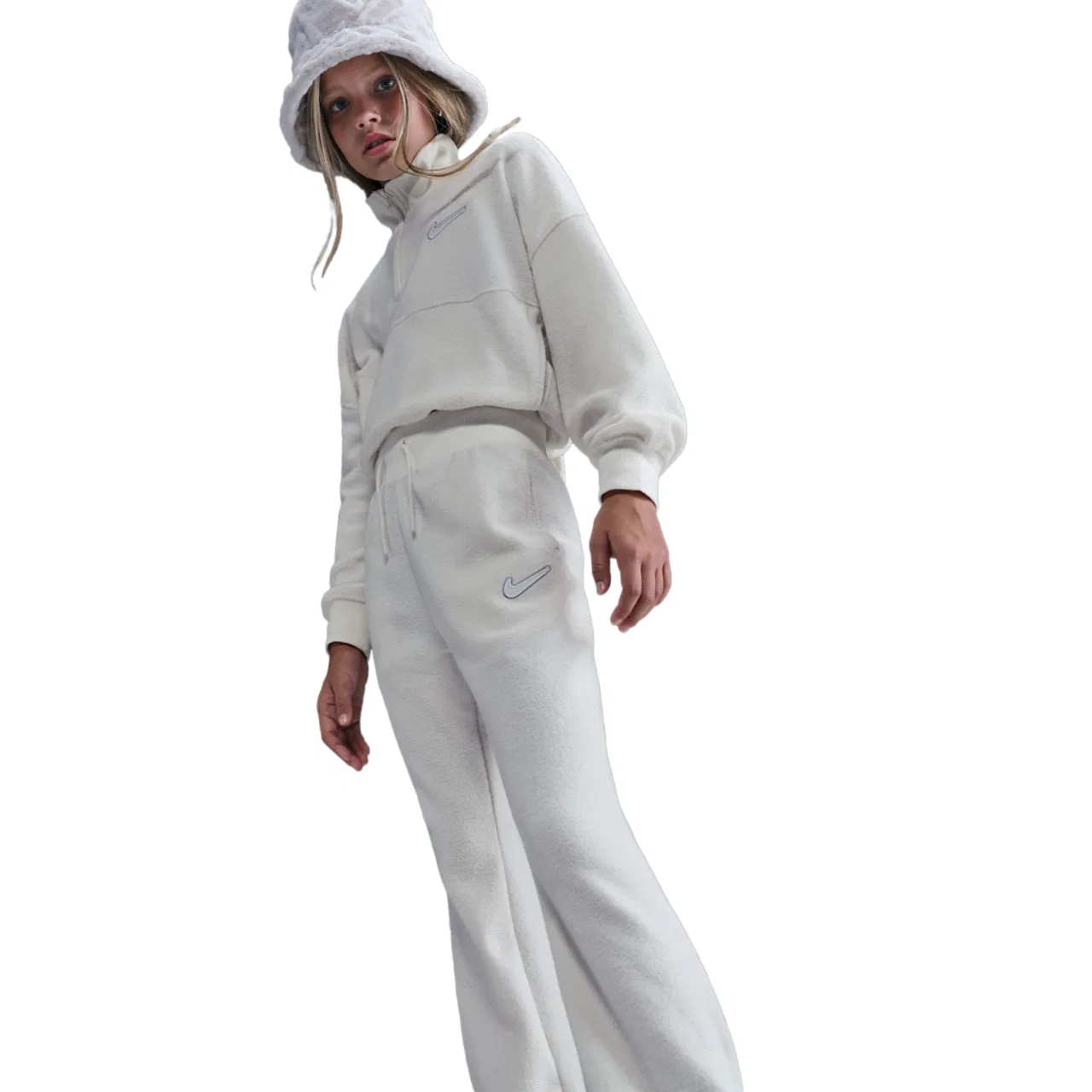 Брюки для девочек NSW Fleece Cozy Nike, цвет Soft Pearl/White