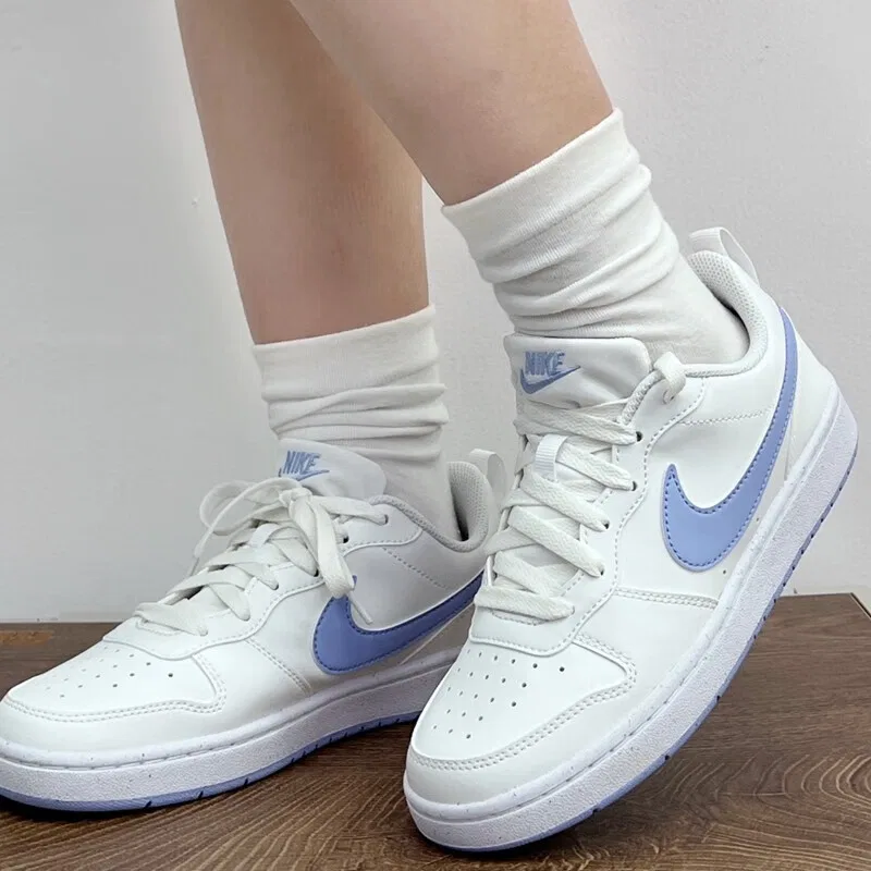 Детские кроссовки с кожаным верхом Nike Court Borough Low Recraft GS, Peak White/Joy Diamond Blue — фото 4