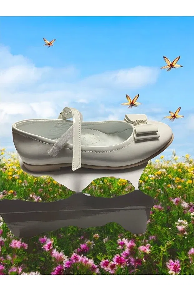 Детские балетки для девочек из кожи Konay 187 girl outfit ballerina shoes Ensa Kids, White
