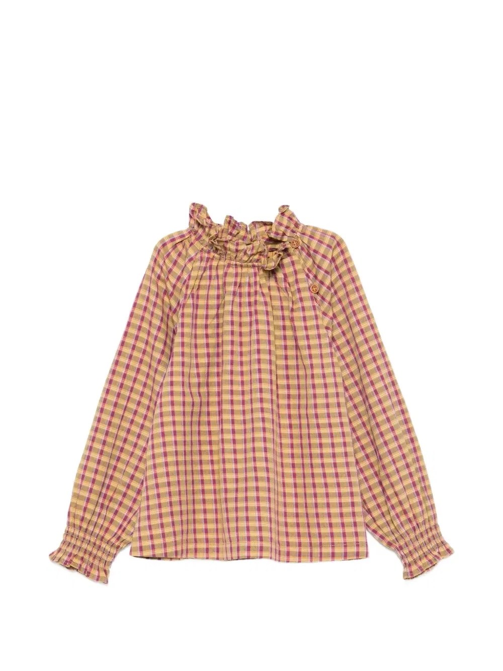 Клетчатая блузка Pomme с оборками Bonton, желтый