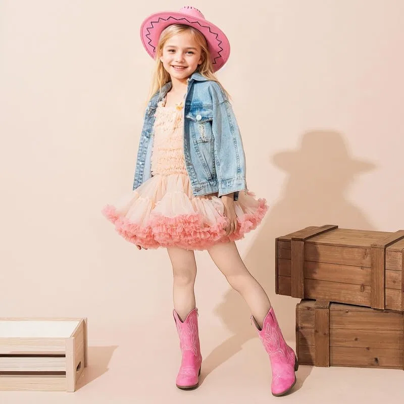 Детские сапоги для девочек с принтом Cowgirl Boots LAURMOSA, Pink — фото 3