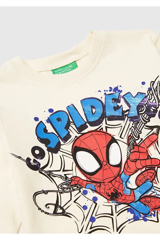 Детская футболка для мальчиков с принтом Spiderman United Colors Of Benetton, Nude Color — фото 3