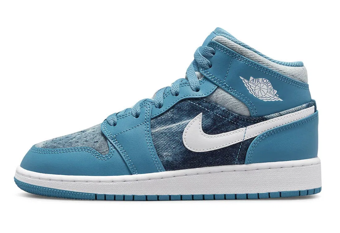 Детские кроссовки для мальчиков с высоким верхом Air Jordan 1 Mid NIKE, Yellow Toe