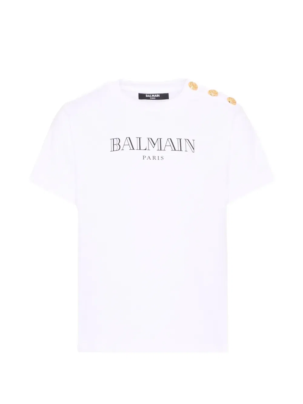 Футболка с логотипом и пуговицами Balmain Kids, белый