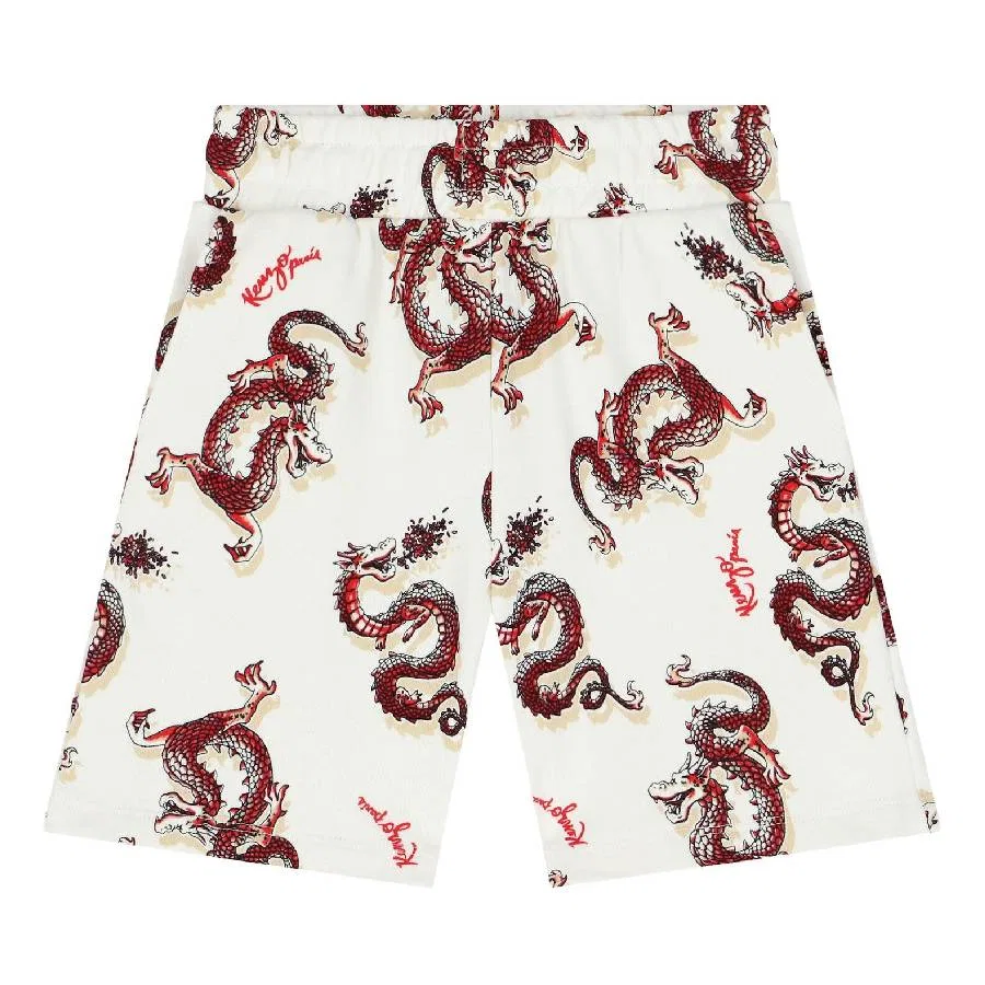 Шорты с принтом дракона Boys All-Over Dragon Print Shorts Kenzo, White