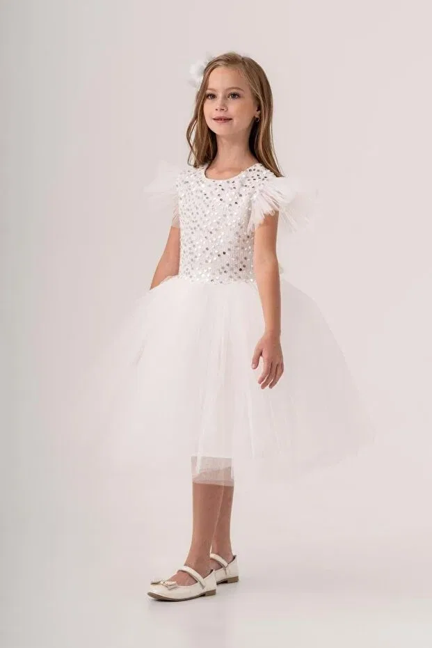 Детское платье для девочек из тюля с пайетками Mnk Baby&Kids, Snow White