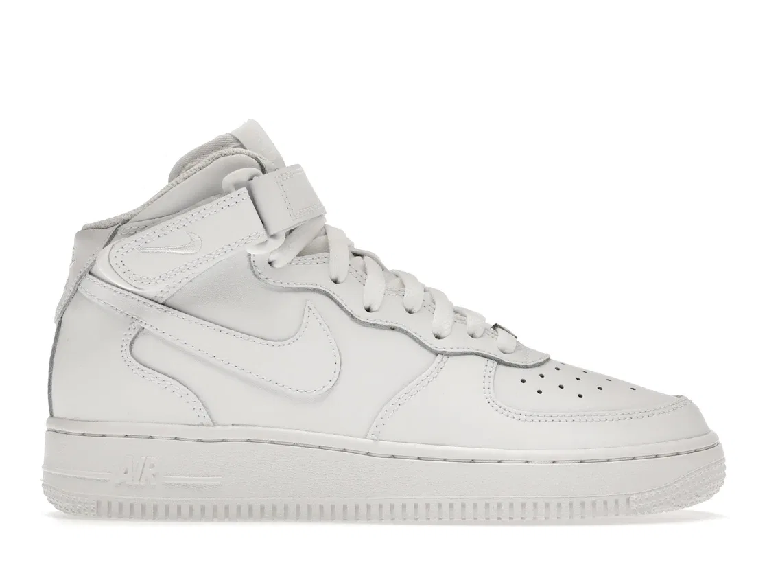 Детские кроссовки Lifestyle с перфорацией Nike Air Force 1 Mid LE, White/White/White