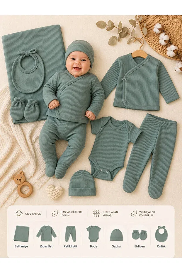 Детский комплект боди без рукавов Unisex Baby Set Maxira, Water Green