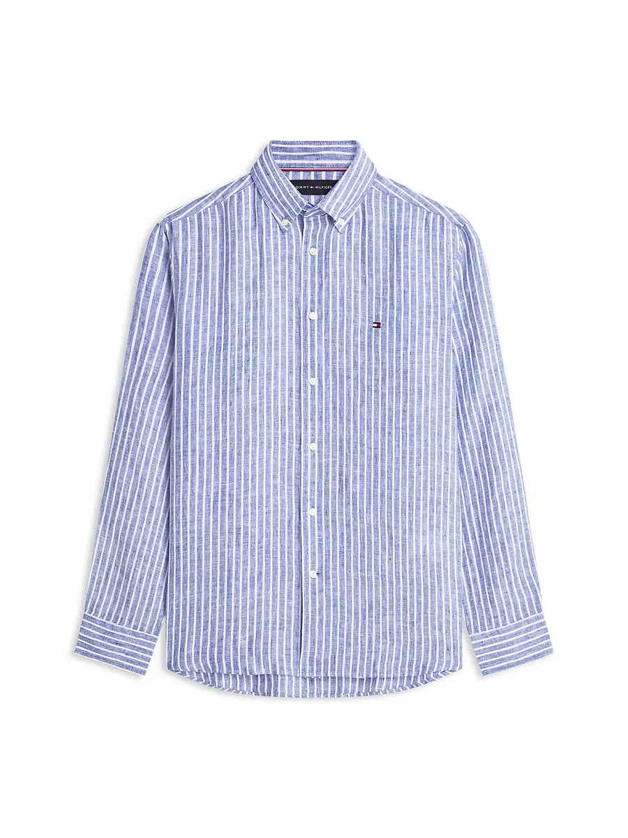 Блузка TOMMY HILFIGER прямого кроя, небесно-голубого цвета
