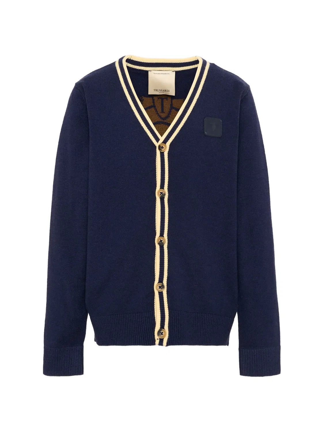 Кардиган с нашивкой-логотипом Trussardi Junior, синий