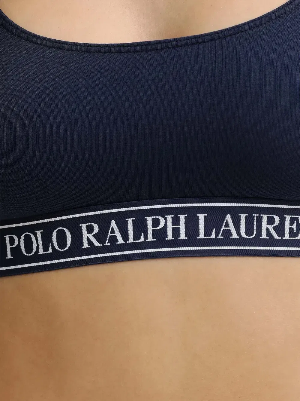 Бюстгальтер с круглым вырезом и логотипом на резинке под грудью POLO RALPH LAUREN, синий — фото 3