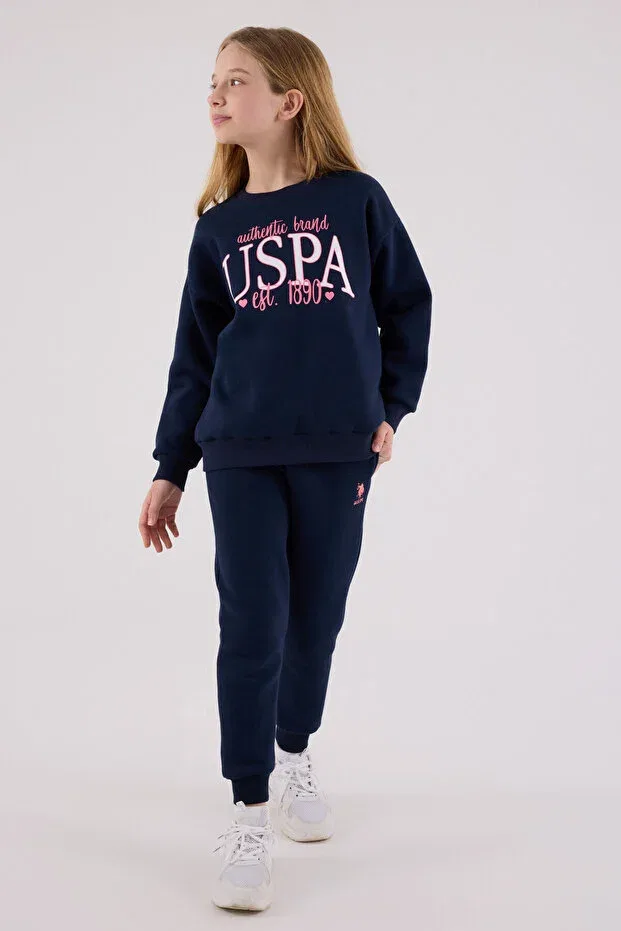 Детский спортивный комплект для девочек с принтом U.S. Polo Assn., Navy Blue — фото 3