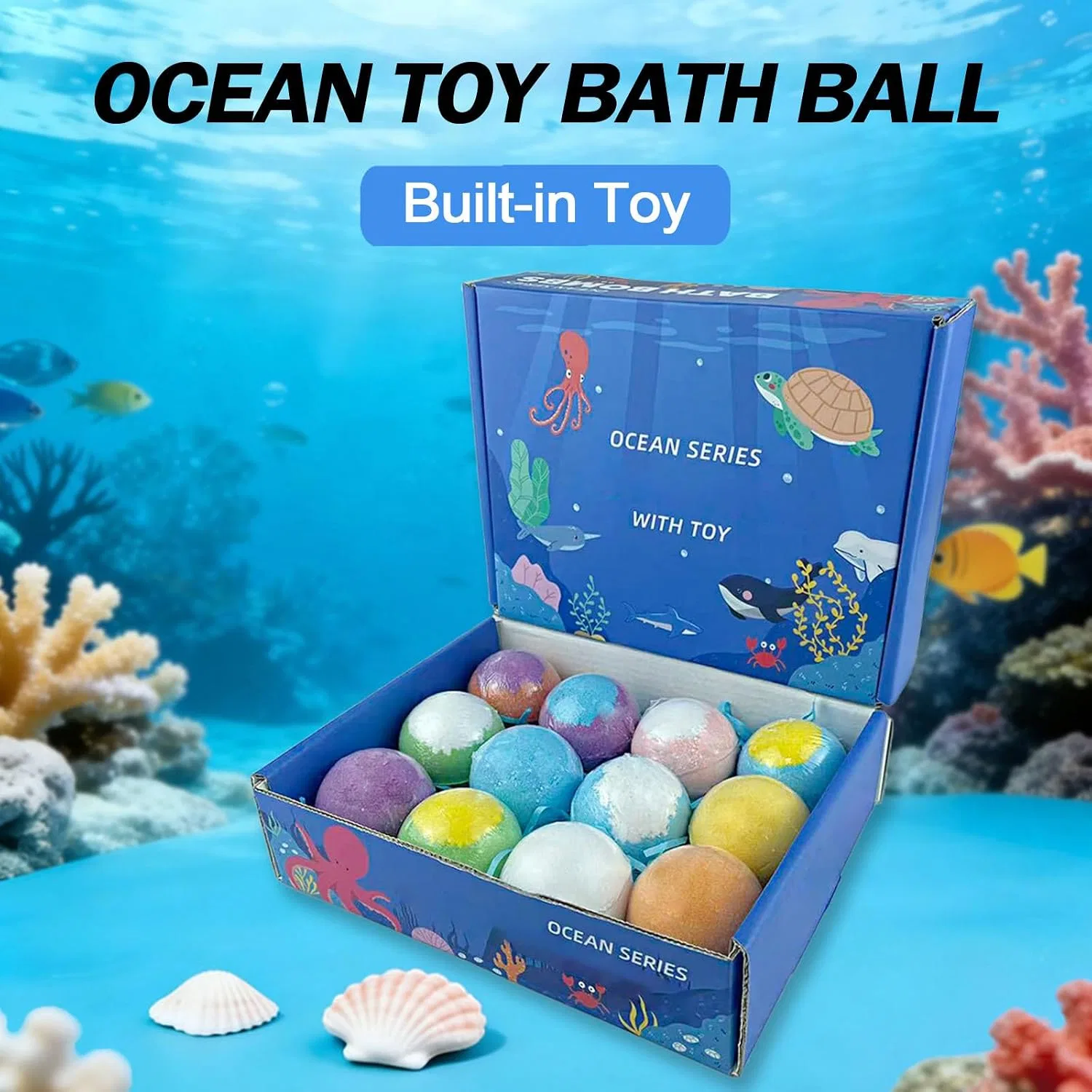 Набор бомбочек для ванн Ocean Series, 12 шт, разноцветные Generisch — фото 2