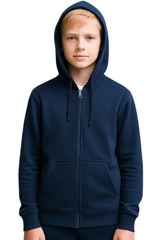 Детский кардиган с капюшоном и кенгуру-карманом Irem Çocuk Giyim, Navy Blue