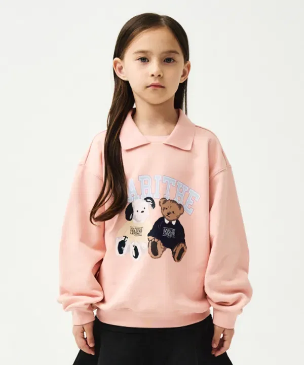 Свитшот с щенком и мишкой Enfant Mari, Marithé Kids, розовый