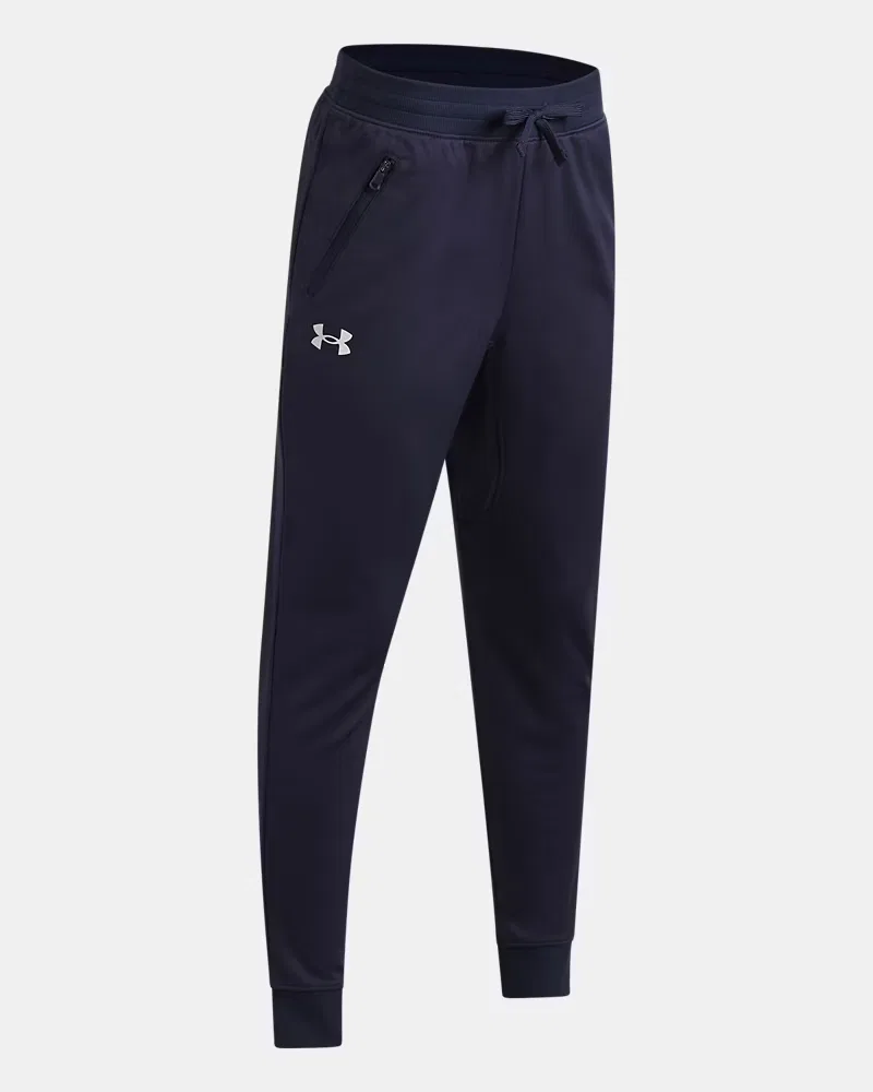 Брюки для мальчиков с внутренним швом 63,5 см, на кулиске, UA Pennant UnderArmour, Midnight Navy/White — фото 3