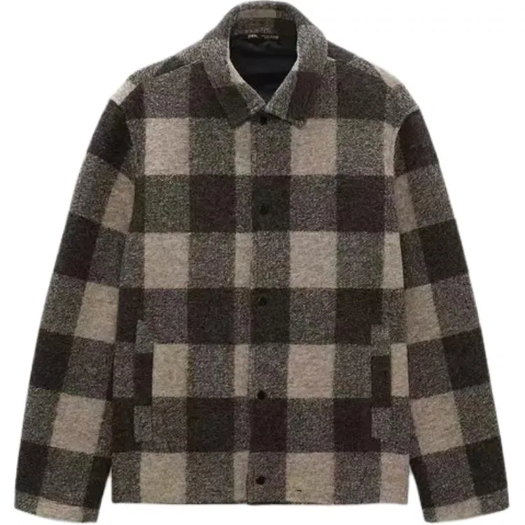 Мужская тонкая куртка-пуховик с лацканами, Brown, ZARA