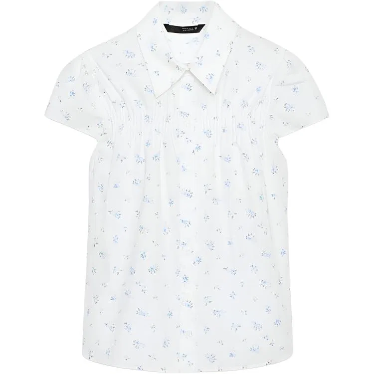 Женская рубашка с воротником-лацканом Blue/White ZARA, Blue/White