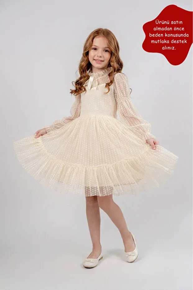 Детское платье для девочек с принтом Modest Eray Kids, Nude Color