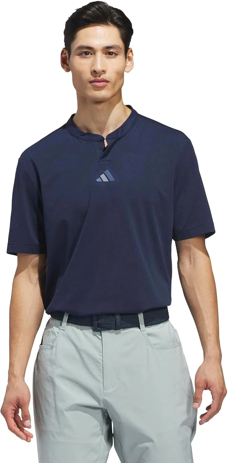Мужская футболка-поло с воротником-хенли adidas Golf Beyond Club Twistknit Range Shirt, Collegiate Navy