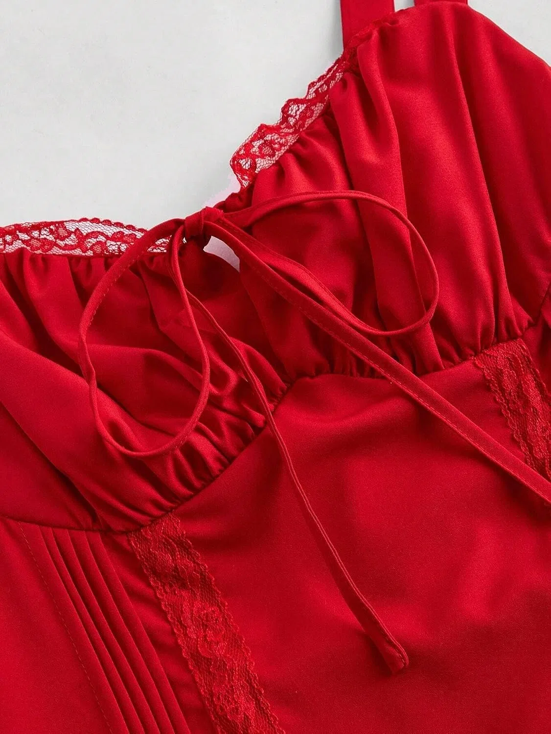 Женское повседневное платье-комбинация с рюшами, Red — фото 4