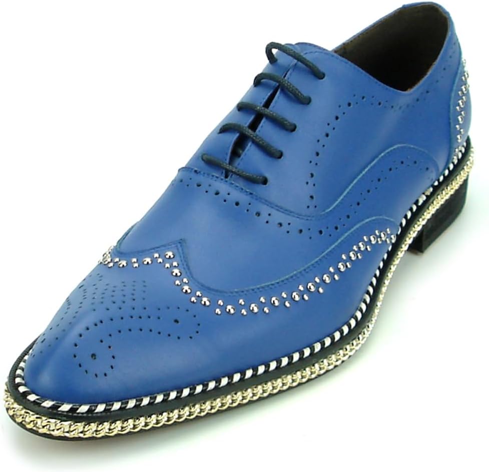 

Мужские кожаные туфли FI-7201 с крыльчатым носком и шнуровкой Fiesso By Aurelio Garcia, синий