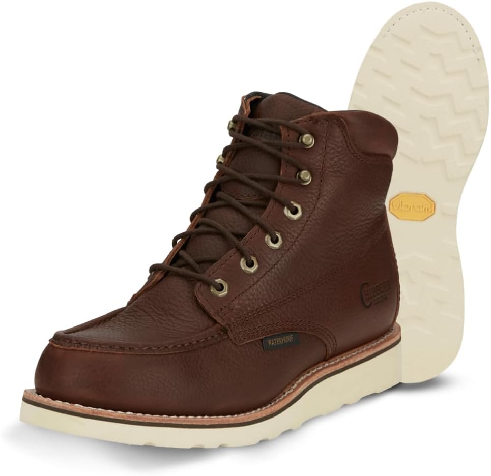 

Мужские ботинки Chippewa Edge Walker 6 из кожи - водонепроницаемые ботинки на шнуровке с клиновидной подошвой - мягкий носок с амортизацией - шнуровка для надежной посадки - широкий мыск с резиновой подошвой, Briar Haystack - Soft Toe