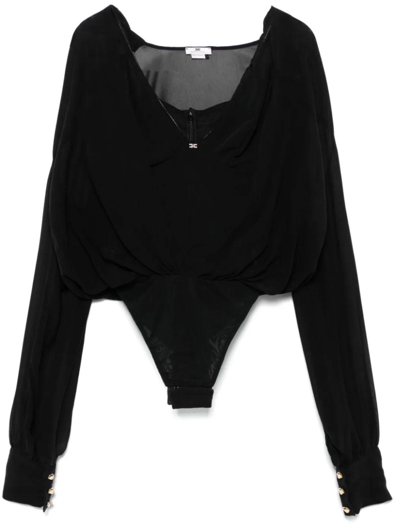 

Боди Elisabetta Franchi из шелкового жоржета, черный