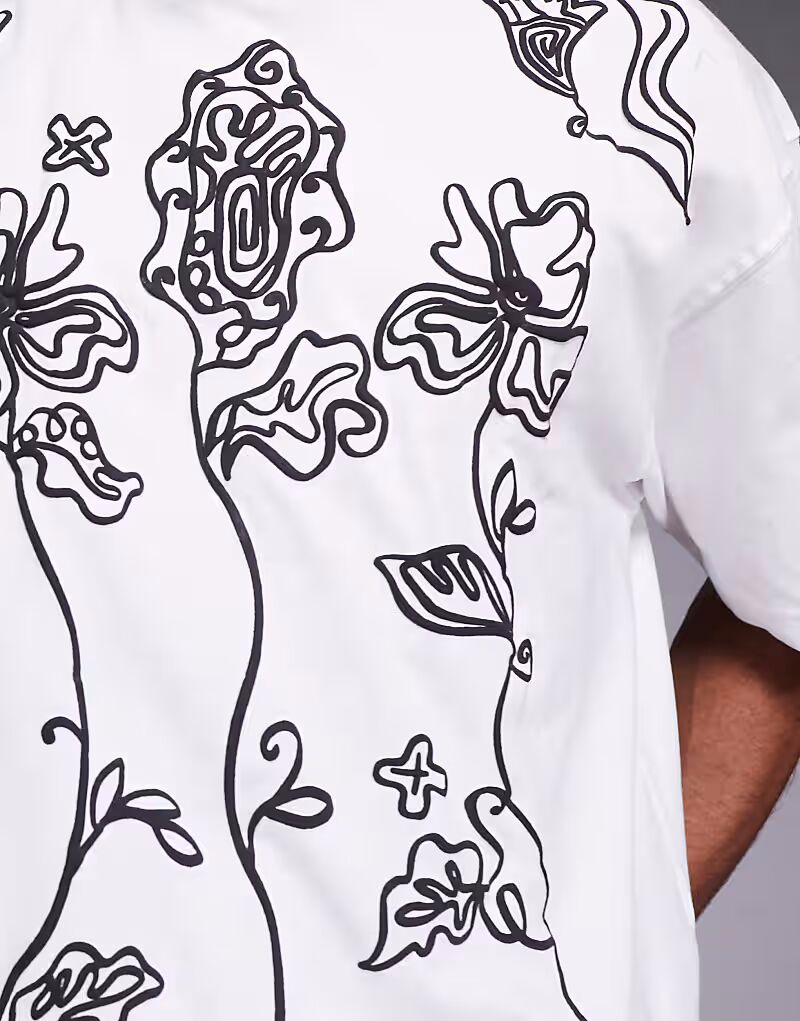 

Футболка свободного кроя ASOS DESIGN с цветочным принтом белого цвета, Белый, Футболка свободного кроя ASOS DESIGN с цветочным принтом белого цвета