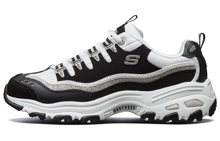 

Кроссовки Skechers D'LITES Series Chunky Sneakers Women's Low-Top Black White/Silver