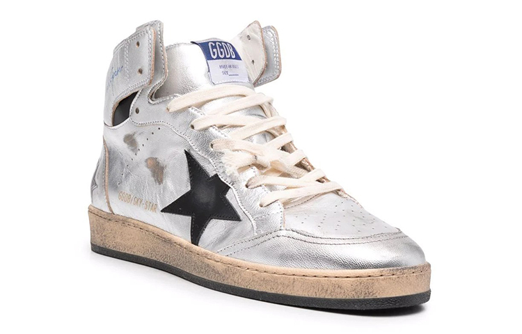 Кроссовки для скейтбординга Sky-Star женские, высокие, серебристые Golden Goose — фото 3