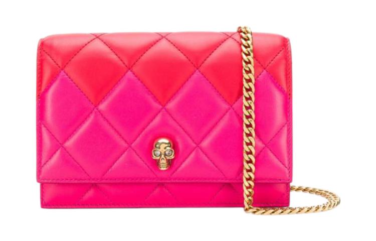 

Alexander McQueen Овчинная портативная сумка через плечо женская розовая