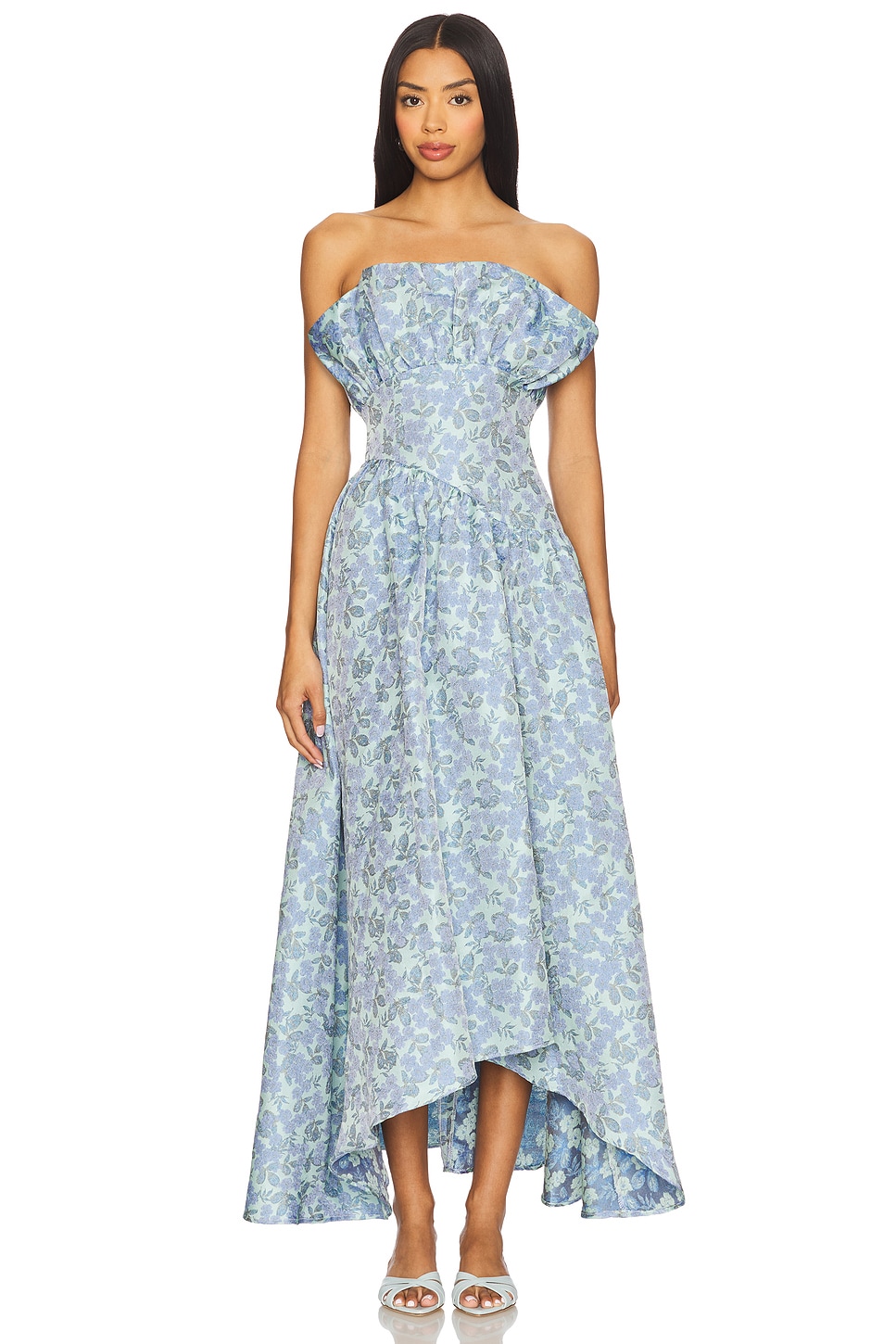 

X revolve жаккардовое асимметричное платье Elliatt, blue floral