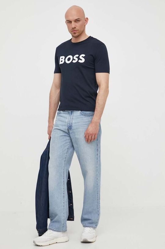 Хлопковая футболка CASUAL Boss Orange, темно-синий — фото 2