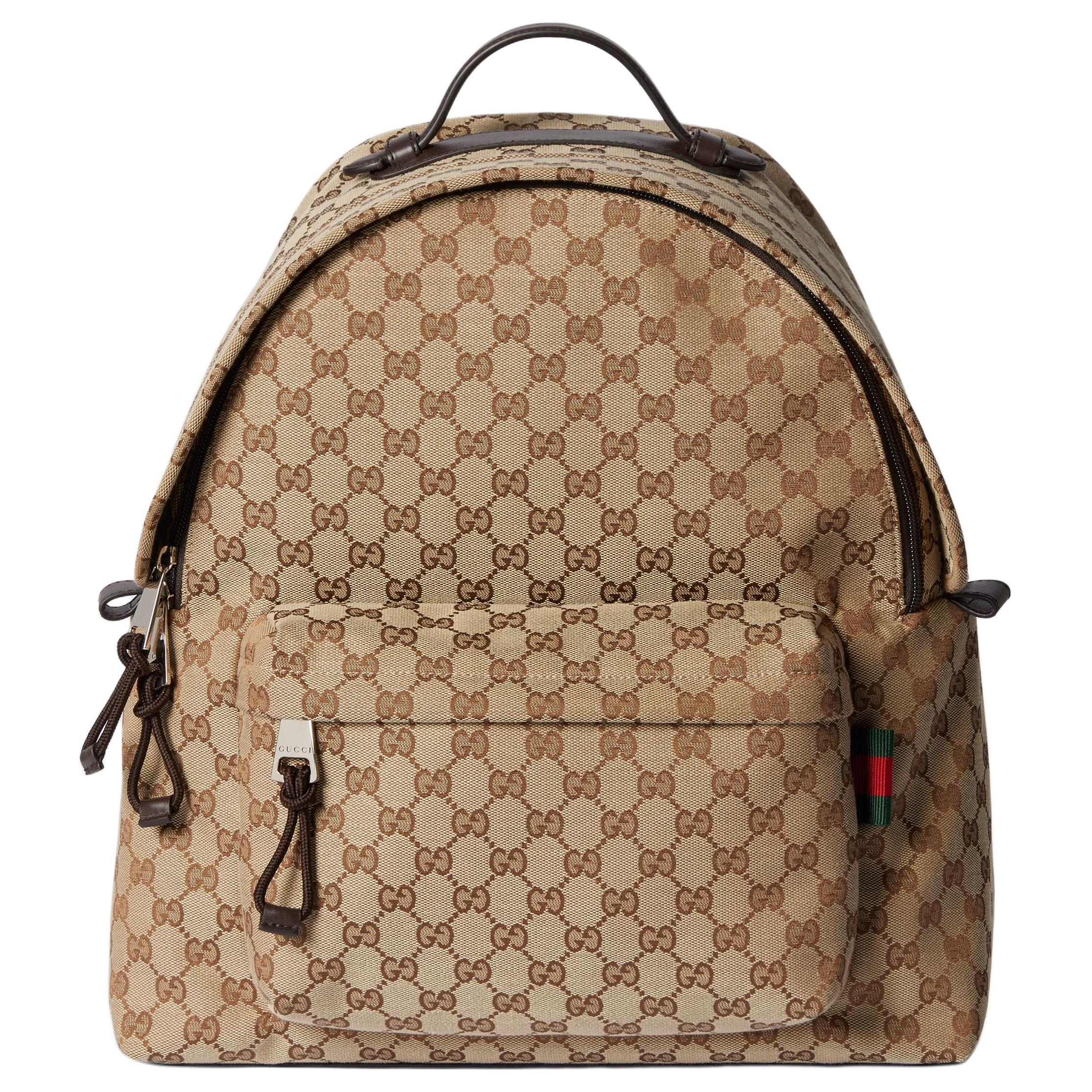 

GUCCI Холщовый рюкзак средний мужской бежевый и черный