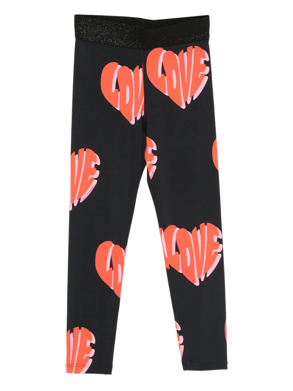 

Леггинсы с блестящим поясом и принтом в виде сердечек Stella McCartney Kids, черный
